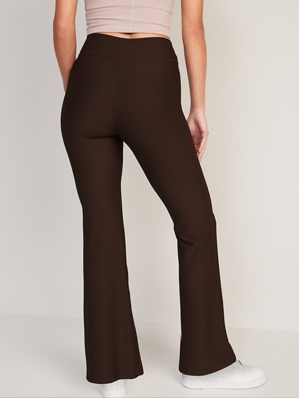 Old Navy PowerSoft Ribbed Flare Yoga Pants Brown Large High Rise GO-DRYAthleisue